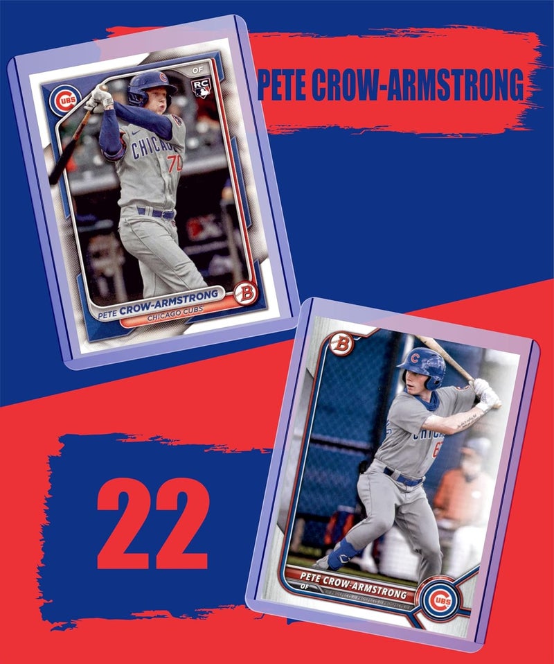 Chaser Pete Crow-Armstrong (5) Assorted Baseball Cards Gift Pack - Chicago Cubs - Image 3